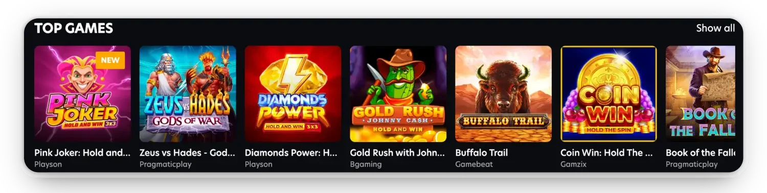 Top games of Casino SlotStars Slots